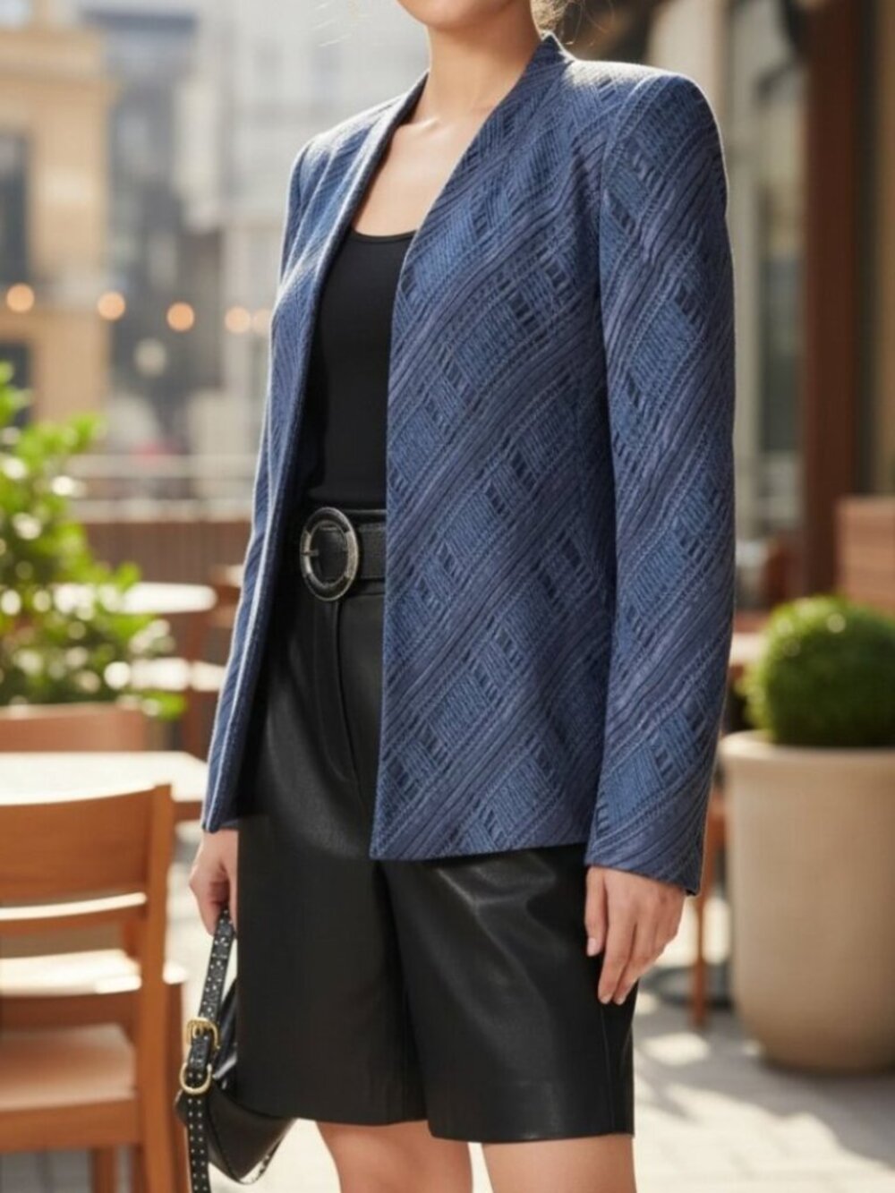 GIORGIO ARMANI Silk Blazer 48 12 Blue Single Breasted VINTAGE Jacket